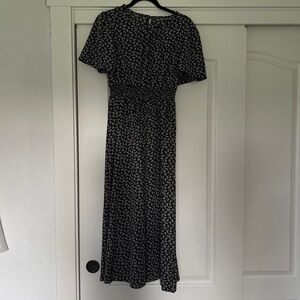 Elegant Black and White Floral Dress